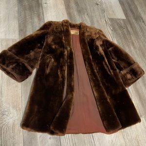 Vintage beautiful brown fur mink L. Bamberger & Co coat jacket trench